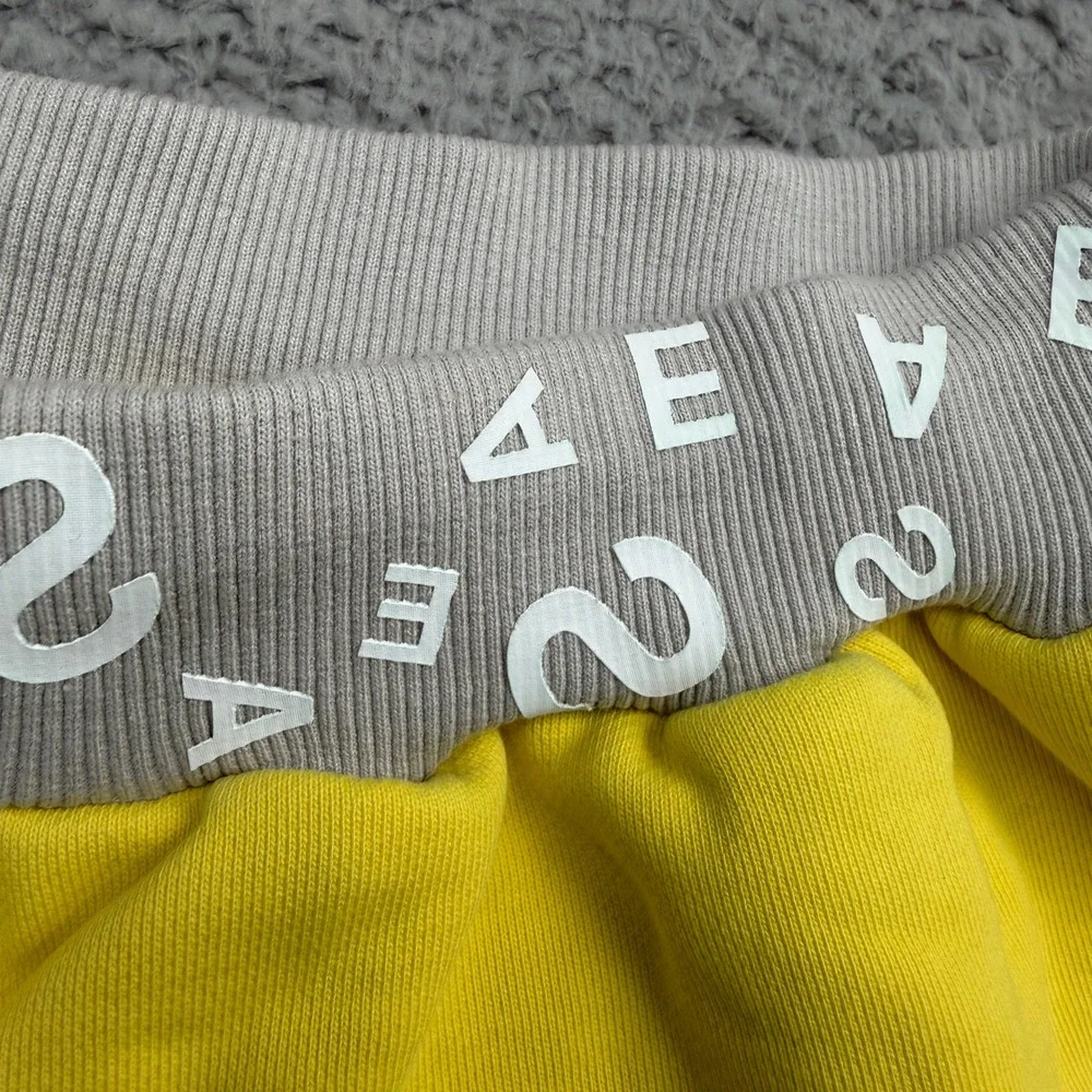 Wind and Sea Shorts Mens M Yellow Graphic Logo Drawstring‎ Zipper Pockets